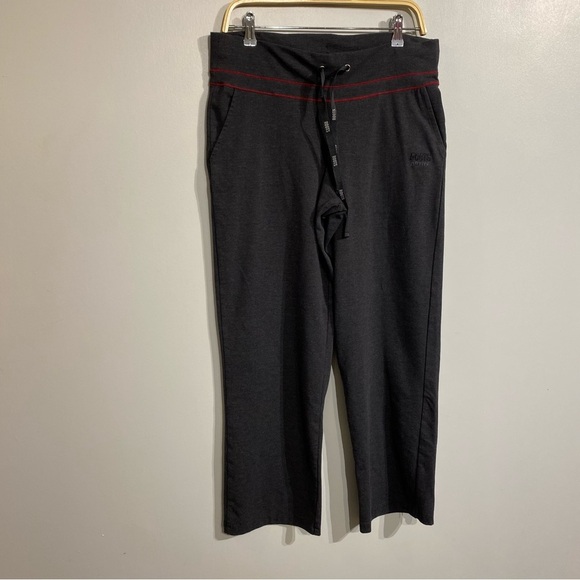 Roots Active joggers leggings grey with red stripe drawstring waist large - Picture 2 of 9